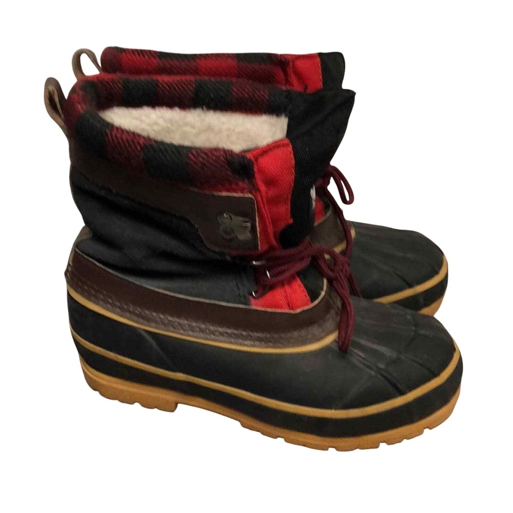 Western Chief BUFFALO PLAID Rain/Snow Boots THINSULATE‎ Suede Red/Black Kids 4